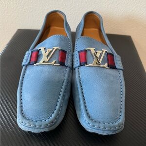 Louis Vuitton Blue Suede Loafers. Men’s U.S. 11